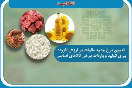 تعیین نرخ جدید مالیات بر ارزش افزوده برای تولید و واردات برخی کالاهای اساسی