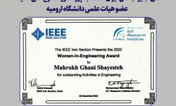 اهدای جایزه بخش ایران IEEE به عضو هیئت علمی دانشگاه ارومیه