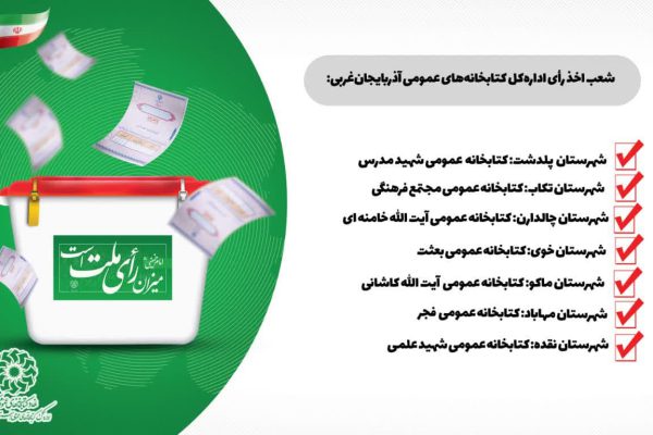 ۷ کتابخانه عمومی در آذربایجان‌غربی آماده دریافت رأی مردم ایران خواهد بود