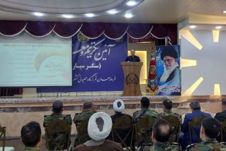 برگزاری مراسم تکریم و معارفه فرمانده قرارگاه عملیاتی لشکر ۶۴ متحرک هجومی نزاجا